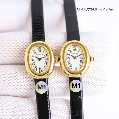 M1 Factory Cartier Mini Baignoire 24.6*18.7mm Yellow Gold Case Japan Quartz Movement Watch